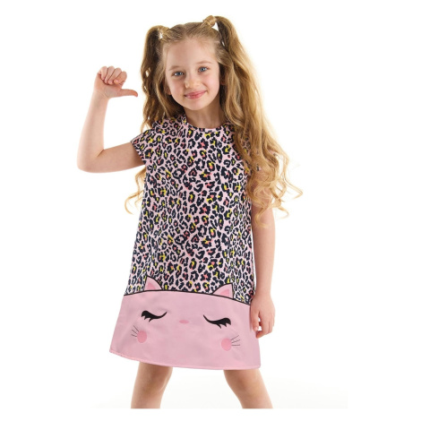 Denokids Cat Leopard Weave Girls' Pink Dress