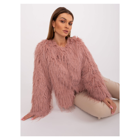 Dark pink transitional jacket with eco fur