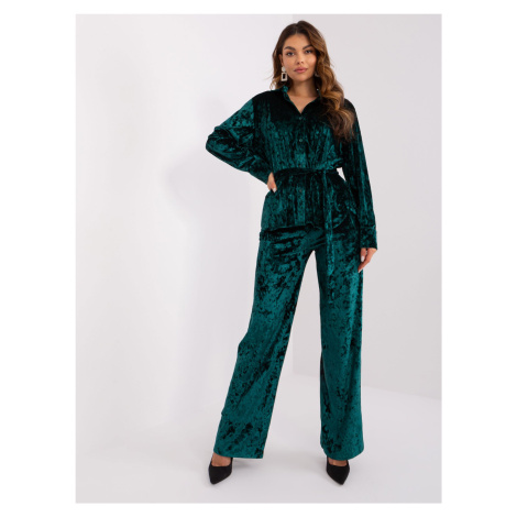 Dark green velour set with shirt