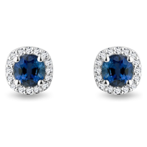 Luxusné zafírové náušnice z bieleho zlata s diamantmi KLENOTA