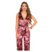 Sexy KouCla jumpsuit velvet look with floral print black