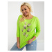 Lime green blouse plus size with a round neckline