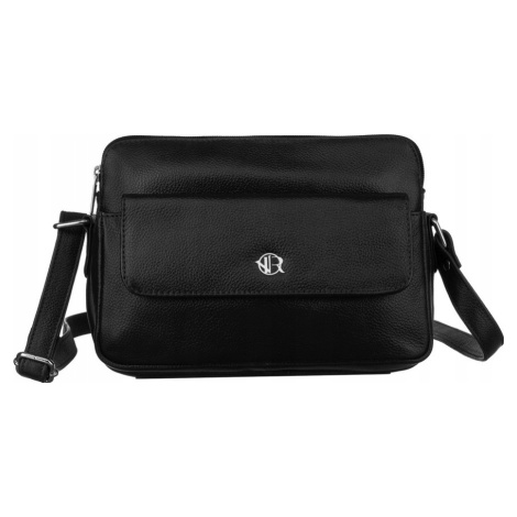 ROVICKY ČIERNA CROSSBODY TAŠKA SO STRIEBORNÝM KOVANÍM R-TSL-10-CPDM