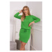 Viscose dress with tie at the waist light green