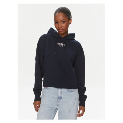 Tommy Jeans Mikina Essential Logo DW0DW17797 Tmavomodrá Relaxed Fit Tommy Hilfiger