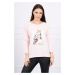 Blouse with graphics of a girl in glasses 3D powder pink