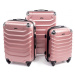 Ružová sada 3 plastových kufrov &quot;Premium&quot; - veľ. M, L, XL