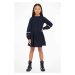 Dievčenské bavlnené šaty Tommy Hilfiger tmavomodrá farba, mini, áčkový strih