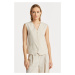 VESTA GANT REG STRETCH LINEN WAISTCOAT PUTTY