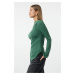 Trendyol Emerald Green Draped Boat Neck Asymmetrical Flexible Knitted Blouse