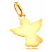 Lesklý zlatý 585 prívesok - anjelik s vyrezávanými rozprestretými krídlami a rúchom