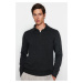 Trendyol Anthracite Slim Fit Wool Polo Collar Buttoned Smart Knitwear Sweater