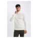 DEFACTO Ecru Slim Fit Slim Fit Turtleneck Knitwear Sweater