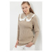 Trendyol Beige Thessaloniki Knitted Baby Collar Knitwear Sweater