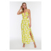 Trendyol Floral Pattern Cut Out Detailed Beach Dress