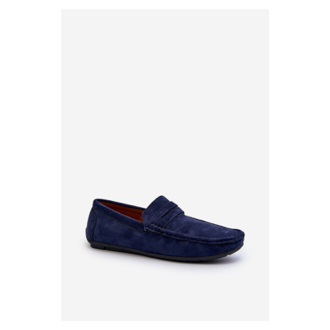 Men's eco suede loafers, navy blue, Nedlin