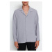 Trendyol Gray Oversize Fit Open Collar Summer Linen Look Shirt