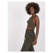 KHAKI CROP TOP S GOMBÍKMI RILEY -RV-TP-7528.11X-KHAKI