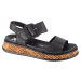 Čierne dámske kožené sandále na platforme Rieker Sandals W0800-00