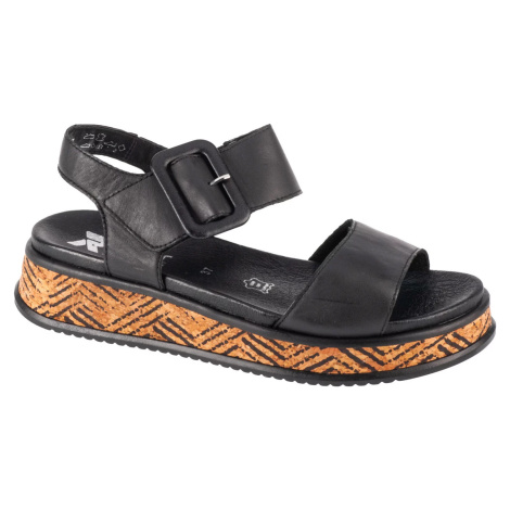 ČIERNE DÁMSKE KOŽENÉ SANDÁLE NA PLATFORME RIEKER SANDALS W0800-00