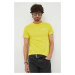 Bavlnené tričko Trussardi žltá farba, s potlačou