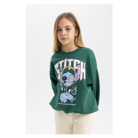 DEFACTO Girl's Disney Lilo & Stitch Oversize Fit Crew Neck Sweatshirt