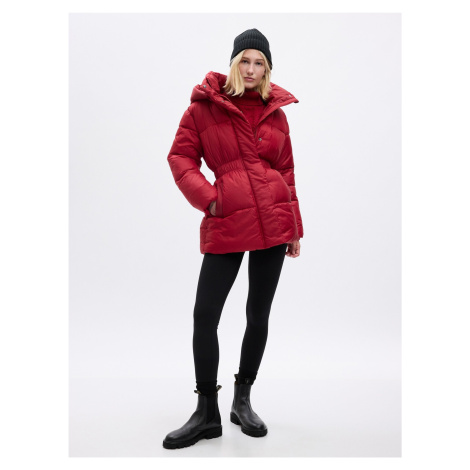 Červená dámska zimná prešívaná bunda s kapucňou GAP PrimaLoft®