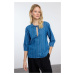 Trendyol Blue Striped Tie-Down Denim Shirt