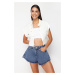 Trendyol Blue Wide Leg Denim Shorts