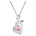 Strieborný náhrdelník so Swarovski kryštálmi srdce ružové 32071.3