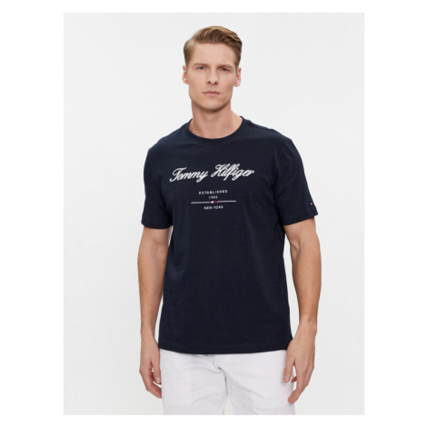 Tommy Hilfiger Tričko Script Logo Tee MW0MW33691 Tmavomodrá Regular Fit