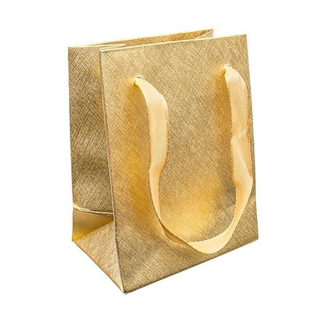 Darčeková taštička, lesklý mriežkovaný povrch zlatej farby, stužky