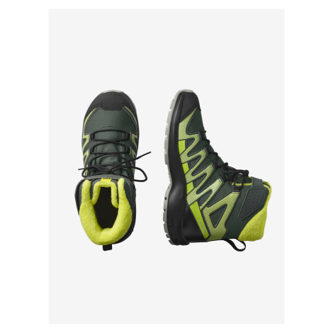 Zeleno-čierne chlapčenské členkové outdoorové topánky Salomon XA PRO