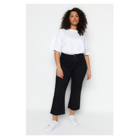 Trendyol Curve Black Colorless High Waist Low Leg Short Leg Culotte Fit Jeans