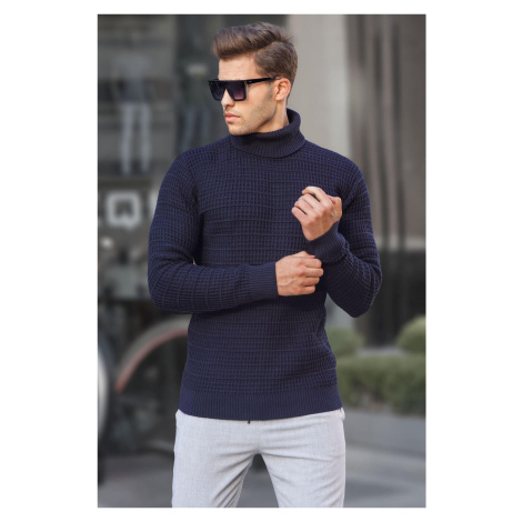 Madmext Navy Blue Turtleneck Knitwear Sweater 6832