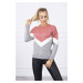 Sweater with geometric patterns dark pink+gray