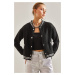 Bianco Lucci Women's Buttoned Bomber Jacket