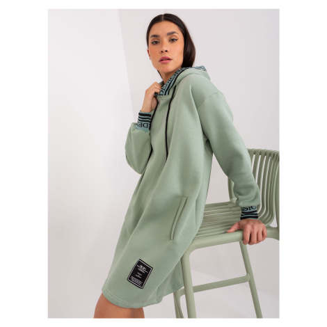 Pistachio sweatshirt dress with pockets