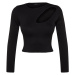 Trendyol čierne okno/vystrihnutý detailný pletený sveter