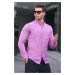 Madmext Men's Purple Linen Plain Long Sleeve Shirt 5548