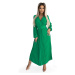 Pleated midi dress with neckline, long sleeves and wide belt Numoco