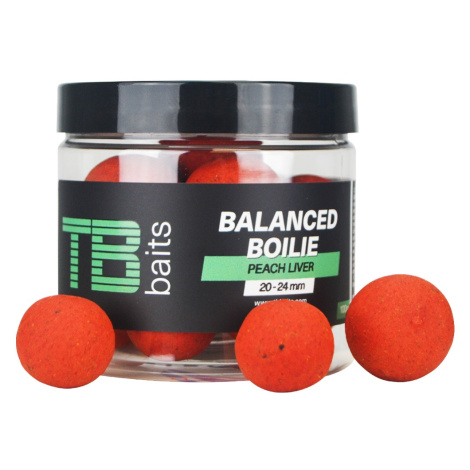 Tb baits vyvážené boilie balanced + atraktor peach liver 100 g 20-24 mm