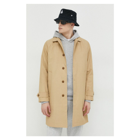 Kabát Abercrombie & Fitch pánsky, béžová farba, prechodný