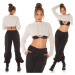 Sexy langarm crop sweater white Einheitsgroesse