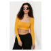 Trendyol Orange Square Neck Long Sleeve Crop Fitted Flexible