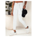 Biele skinny džínsy s odreninami a ozdobnou retiazkou ALEX UY1878