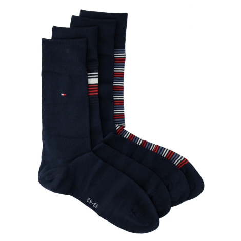 Tommy Hilfiger Ponožky - TH MEN SOCK 4P TIN GIFTBOX STRIPE modré