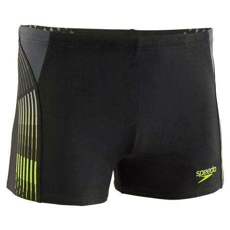 Pánske boxerkové plavky čierne so žltou potlačou