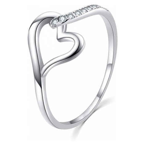 MOISS Očarujúce strieborný prsteň so zirkónmi Srdce R00019 52 mm