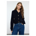 Trendyol Navy Blue Cotton Turn-down Collar Knitwear Cardigan